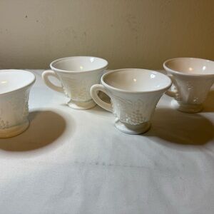 Elegant milk glass Embossed Teacups